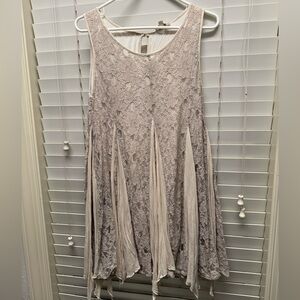 Umgee Cream Asymmetrical Lace Dress